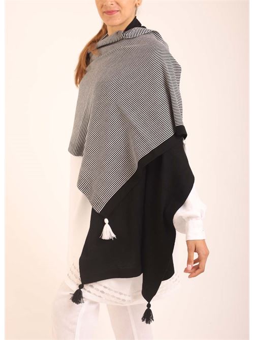 Stola bicolore a righe bianche e nere Art Tricot | STOLASTRISCEBIANCONERO